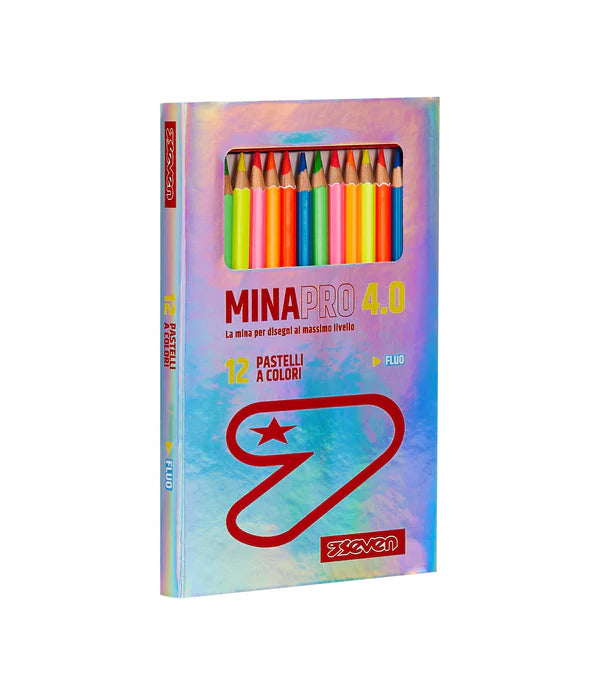 Pastelli Fluo 12 pezzi Mina Pro 4.0 - Seven