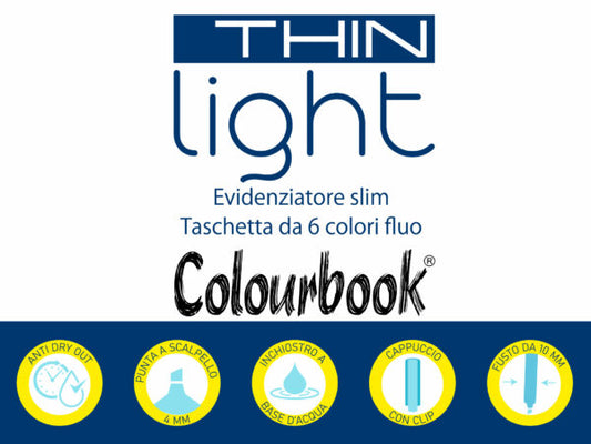 Set 6 Evidenziatori Fluo Thin Light