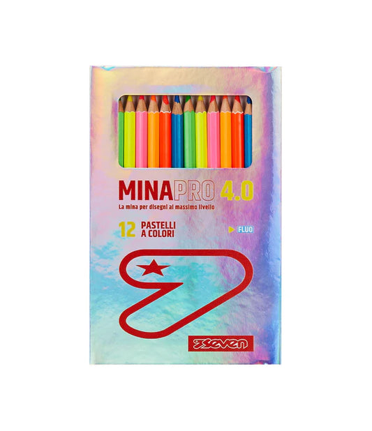 Pastelli Fluo 12 pezzi Mina Pro 4.0 - Seven