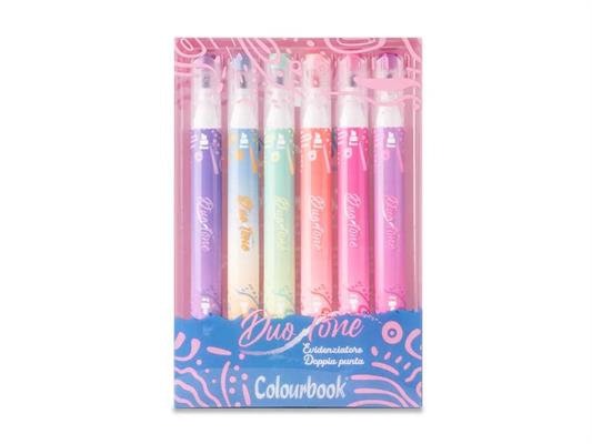 Set 6 evidenziatori Doppia punta Duotone - Colourbook