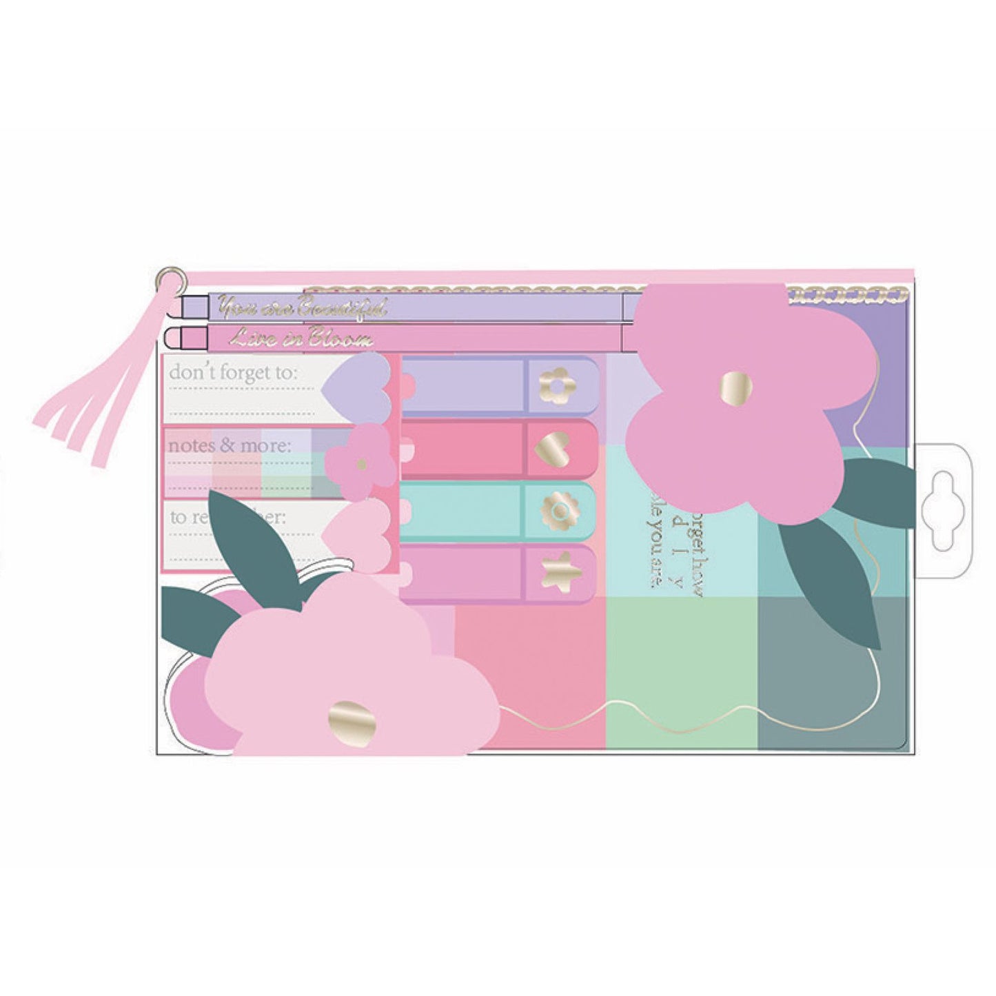 Set Cancelleria - Astuccio con taccuino, Penne, Post it