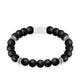 Bracciale elastico con perline semipreziose in agata nera