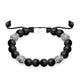 Bracciale regolabile con perline semipreziose in diaspro grigio e agata nera