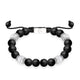 Bracciale regolabile con perline semipreziose in diaspro bianco e agata nera