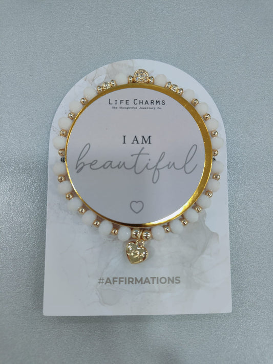 Braccialetto di affermazione con cristalli beige