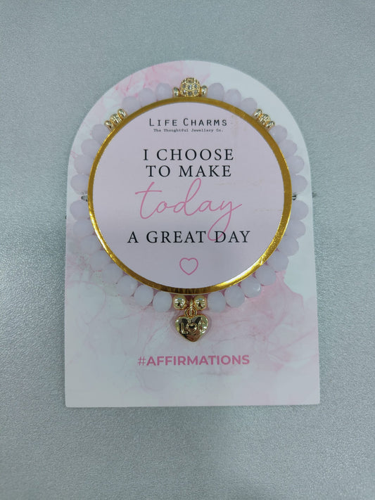 Bracciale con affermazione in cristallo rosa