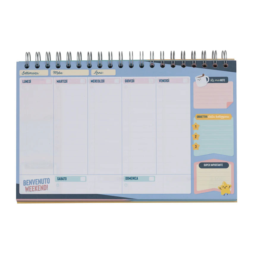 Planner settimanale "I sogni raggiunti incominciano qui" - Mr.Wonderful