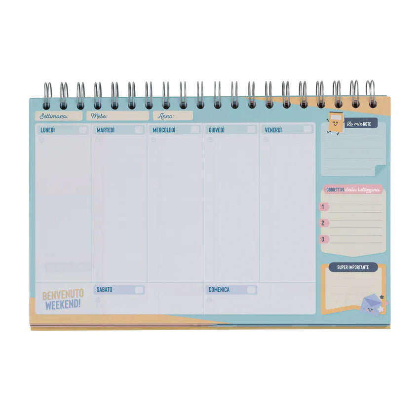 Planner settimanale "I sogni raggiunti incominciano qui" - Mr.Wonderful