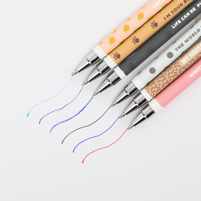 Set di 6 penne cancellabili  + astuccio in silicone Capibara