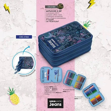 Astuccio 3 ZIP tintaUNITA JEANS