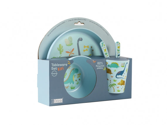 Set in RPET Kids con Bicchiere, Ciotola, Piattino e Posate - iTOTAL