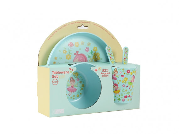 Set in RPET Kids con Bicchiere, Ciotola, Piattino e Posate - iTOTAL